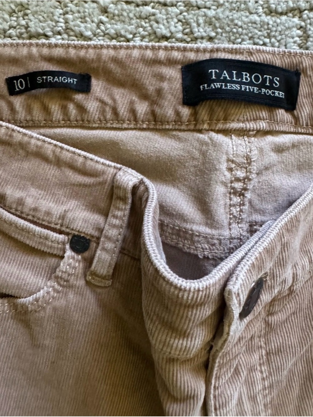 Talbots Flawless Five-Pocket Straight Leg Corduroy Pants Tan Size 10 - Picture 2 of 12